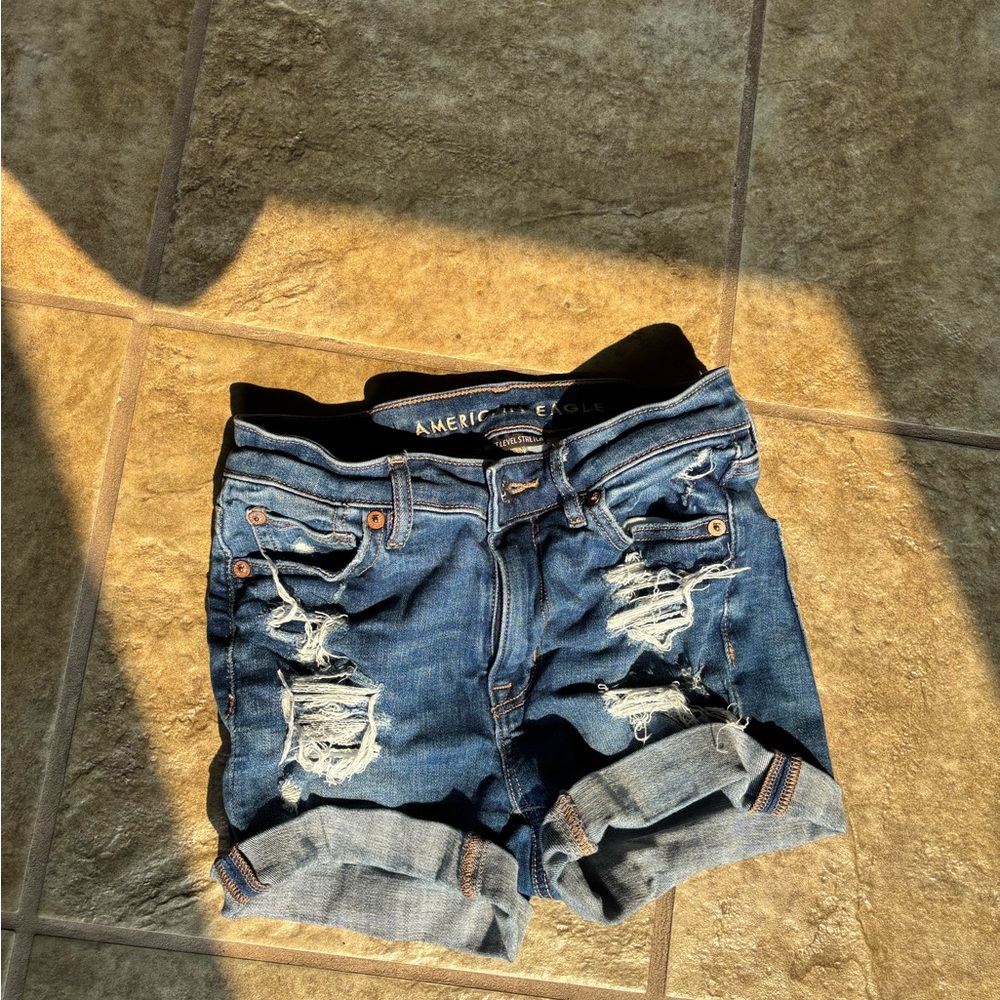 American Eagle Outfitters Distressed Blue Jean Shorts